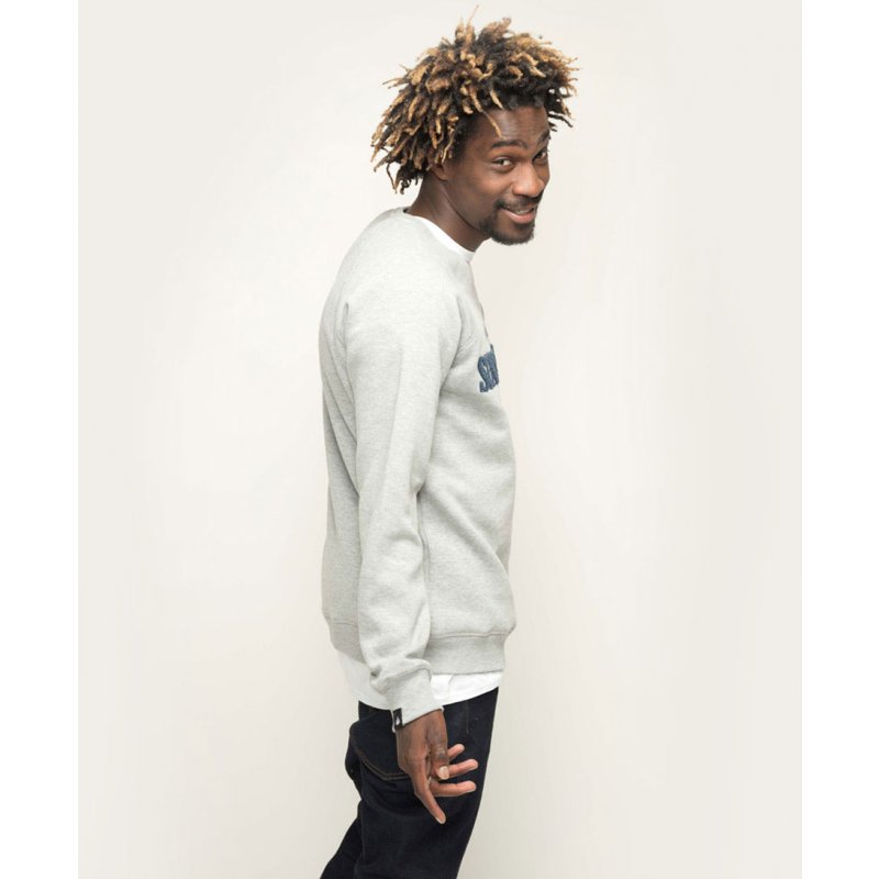 Sensi Seeds Frottee-Sweatshirt mit Rundhalsausschnitt in Grau
